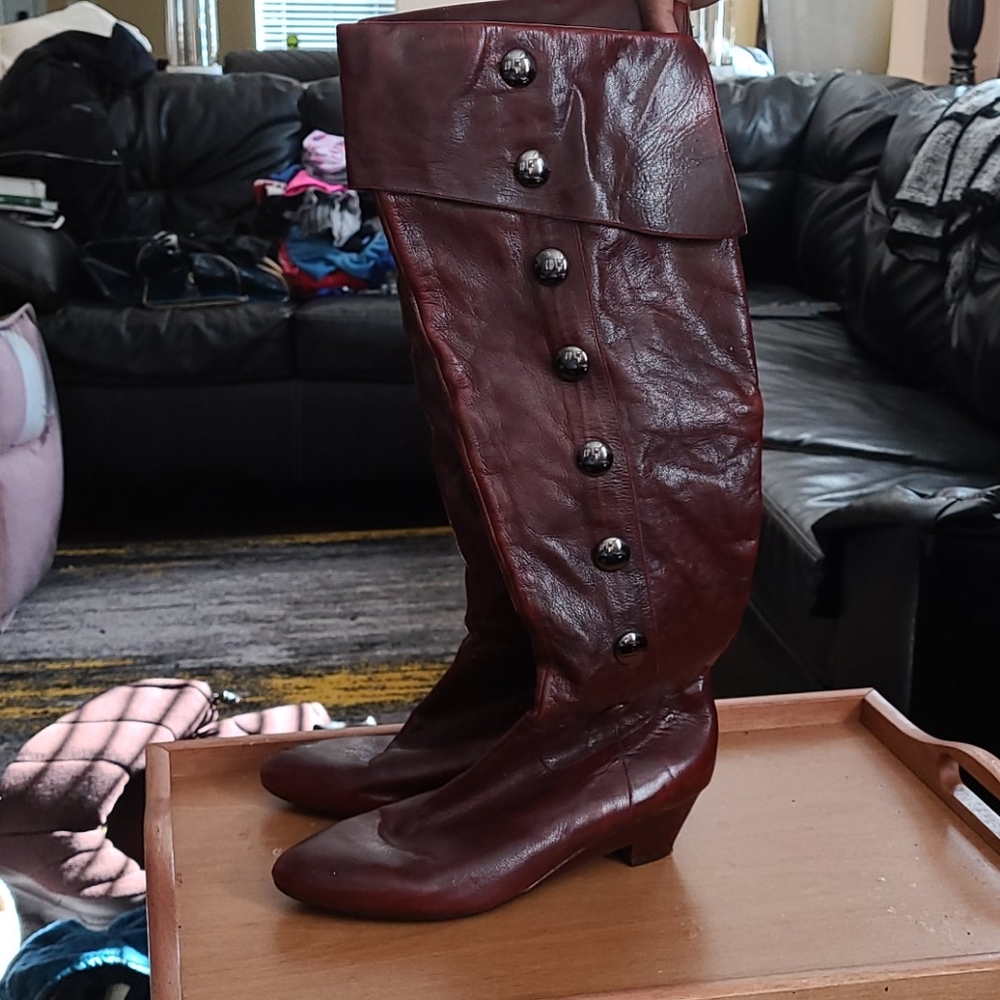 Burgundy high heels